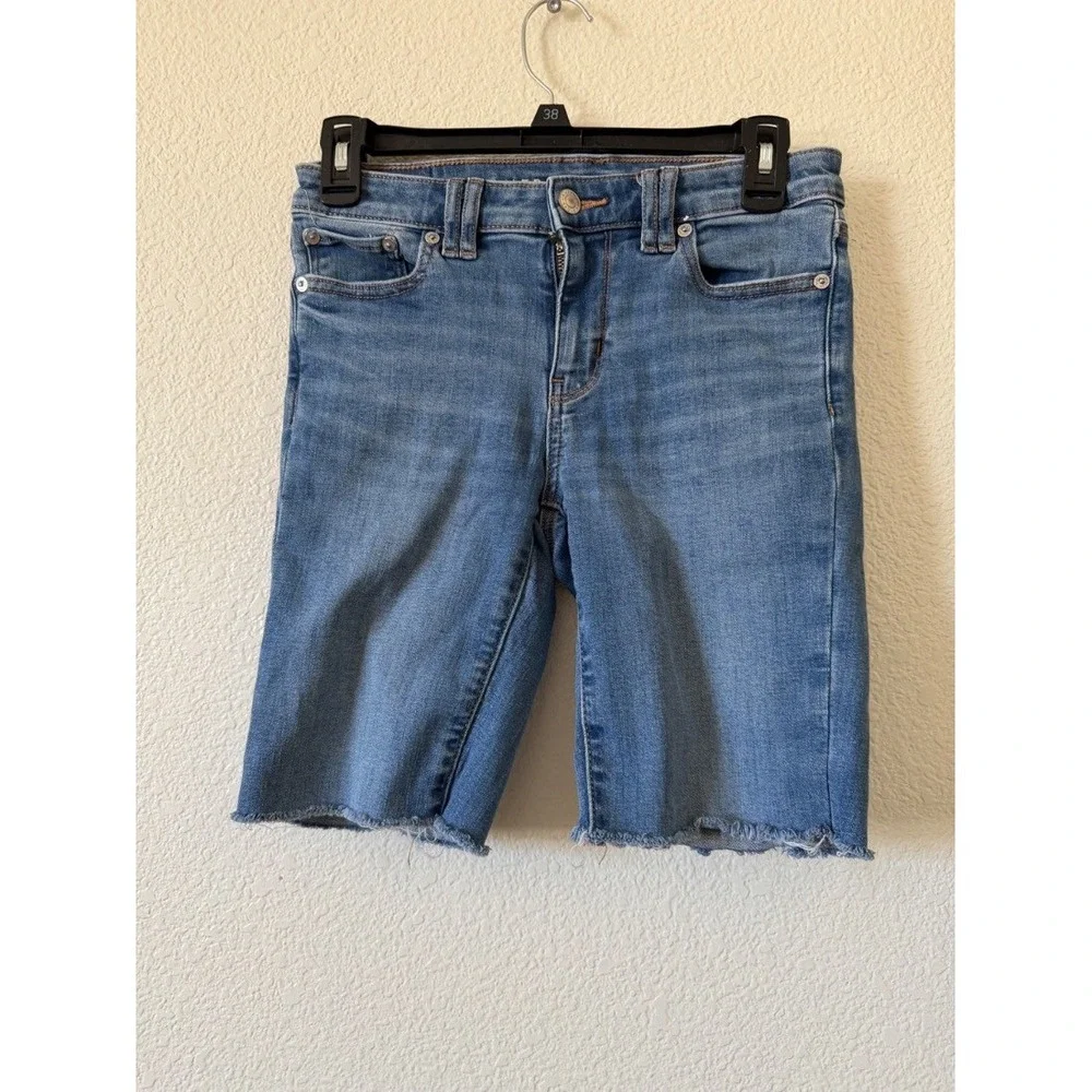 American Eagle Next Level Stretch Low Rise Jean Shorts Blue Cutoff Size 2